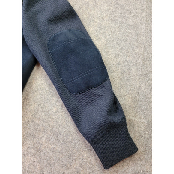 Enzo Tovare Coat Mens Medium Blue Faux Suede Elbow Patches Bomber Jacket - Picture 9 of 14